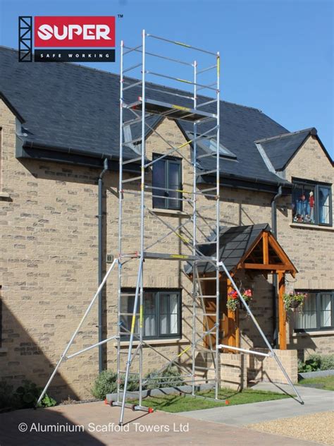 Saferstack 2-Level Rolling Scaffold Tower Set, 3-Rung Frames Including Cross Braces, Platforms and Guardrail System. . Scaffolding for sale near me